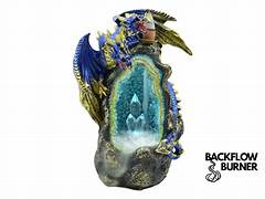 Blue Winged Dragon Backflow Incense Burner with LED Lights