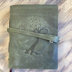 Green Tree of Life Sun and Moon Leather Journal