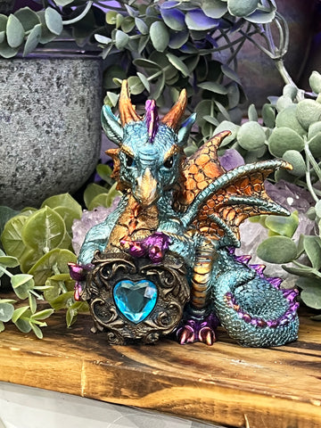 Baby Aqua Dragon Figurine with Gem