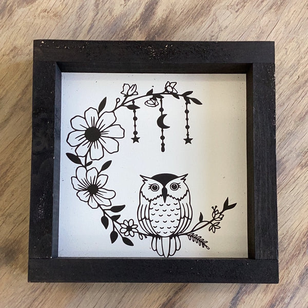 Owl on Flower Moon Sign
