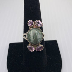 Seraphinite with Amethyst Ring
