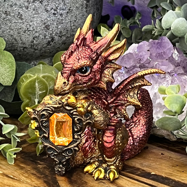 Baby Copper/ Gold Dragon Figurine with Gem