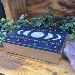 Hinged Wooden Box - Moon Phases