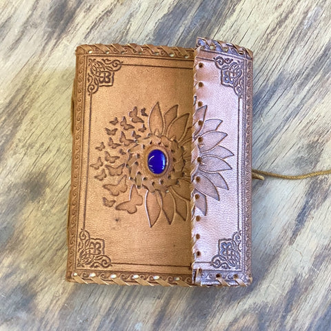 Sunflower Butterfly Leather Journal