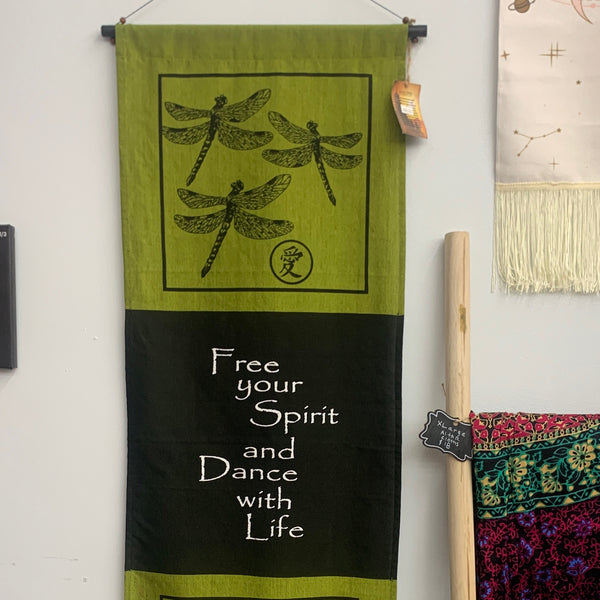 Free your Spirit - Dragonfly Hanging Banner