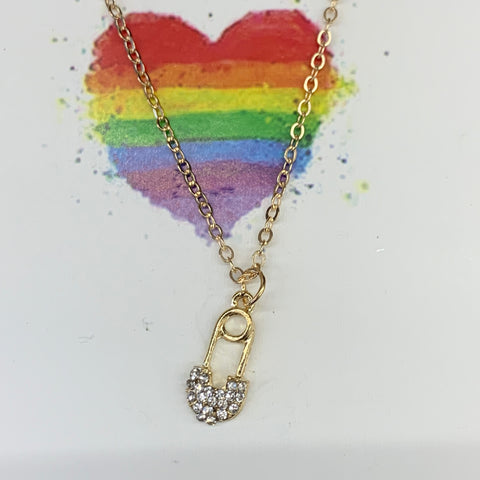 You are SAFE with me -Safety Pin Pride Necklace