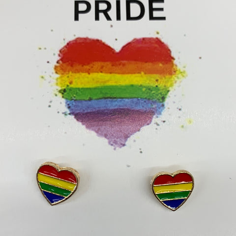 Rainbow Heart Post Earrings