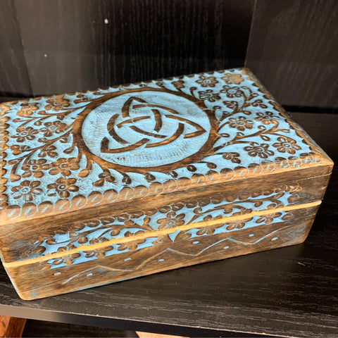 Celtic Knot Wooden Box - Blue